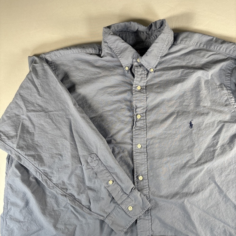Ralph Lauren Shirt Mens 3XB Big Blue Button Down Preppy Casual Logo
